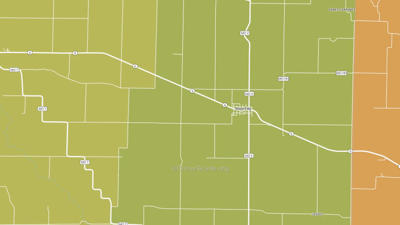 Knox City, MO Map of Vandalism Rates