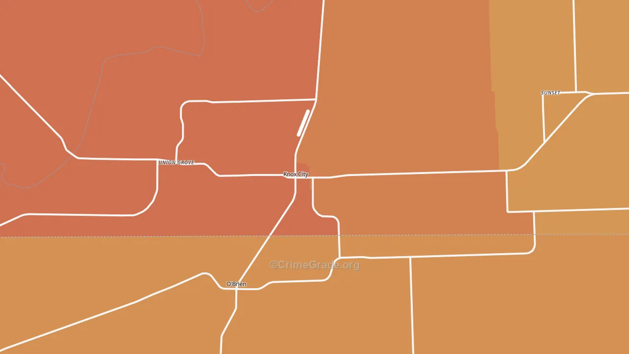 Knox City, TX Map of Vandalism Rates