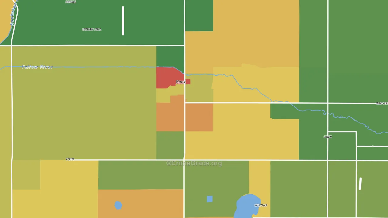 Knox, IN Map of Vandalism Rates