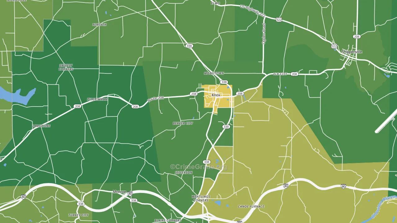 Knox, PA Map of Vandalism Rates