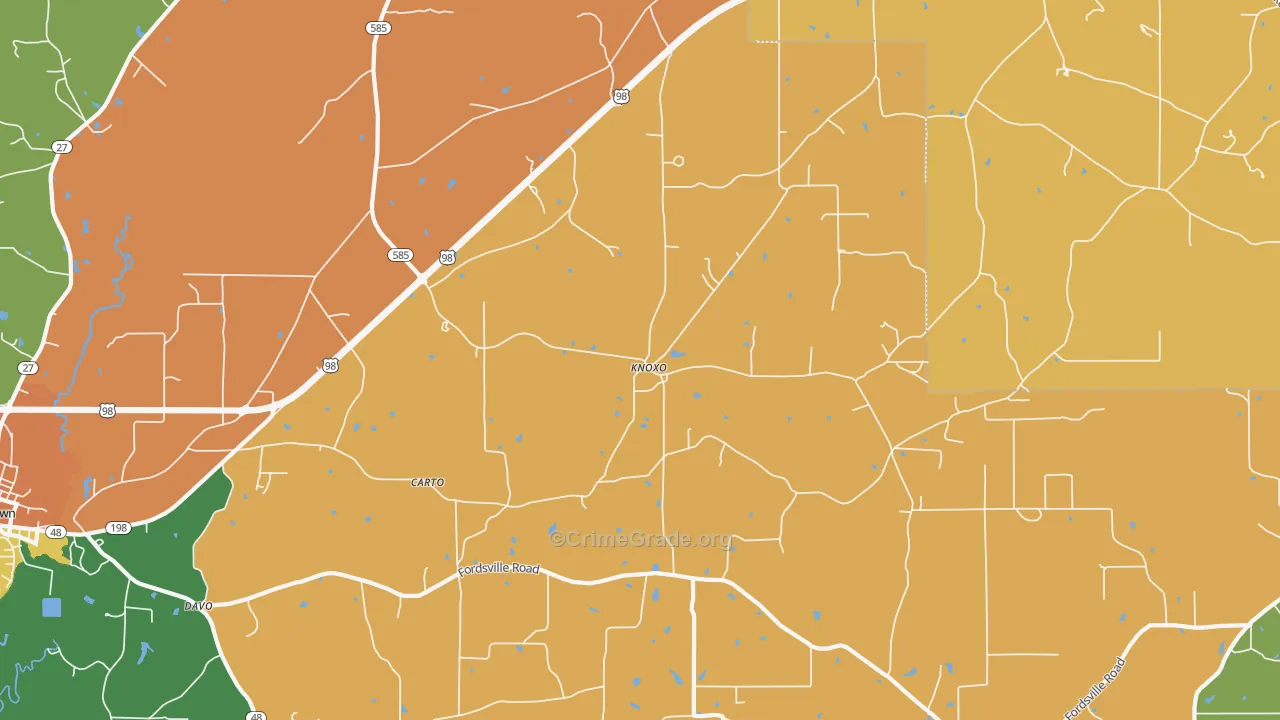 Knoxo, MS Map of Vandalism Rates