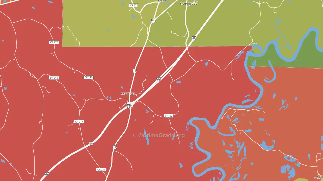 Knoxville, AL Map of Vandalism Rates