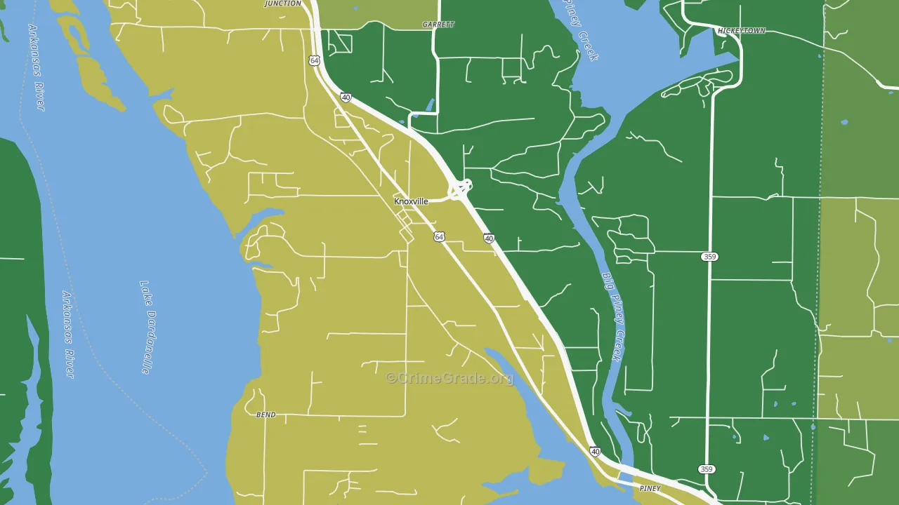 Knoxville, AR Map of Vandalism Rates