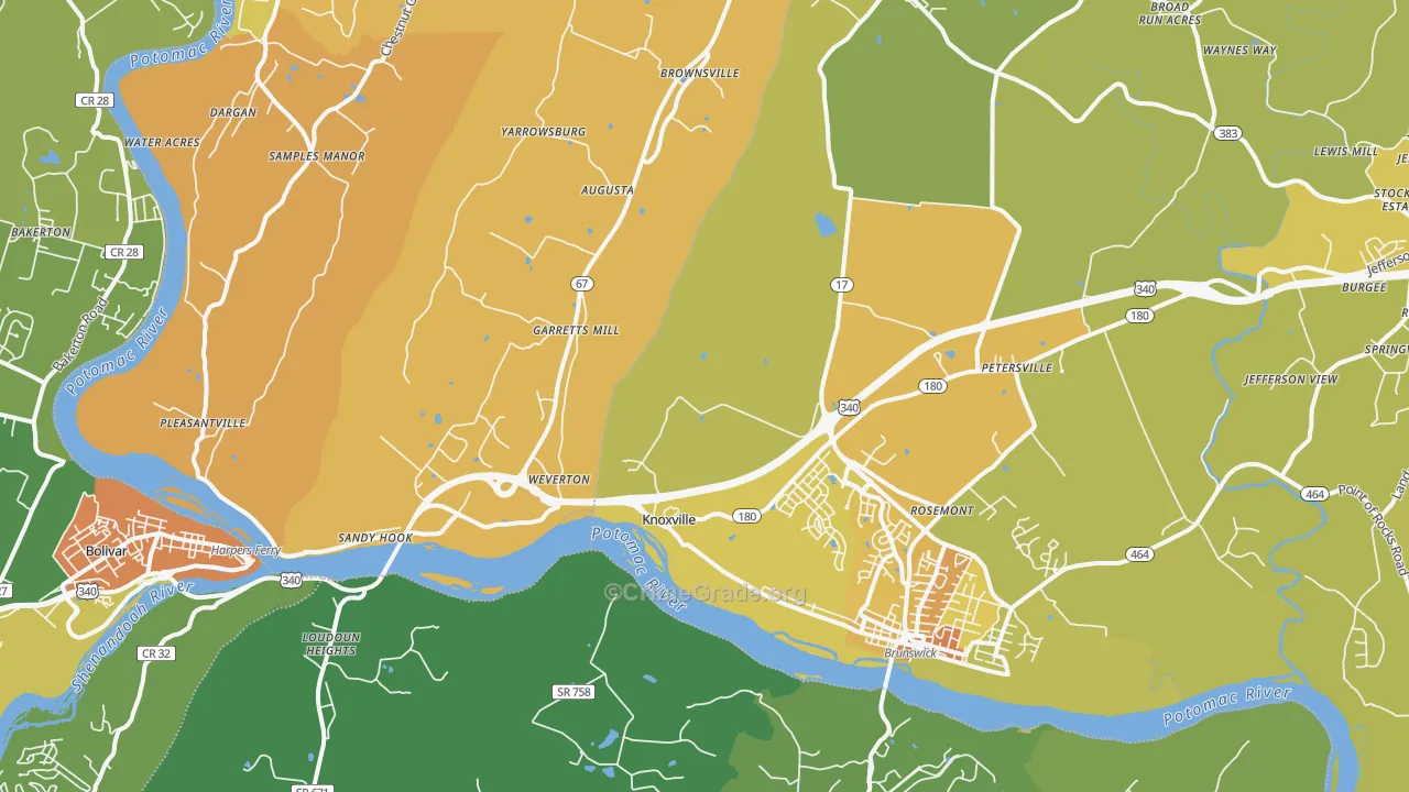 Knoxville, MD Map of Vandalism Rates