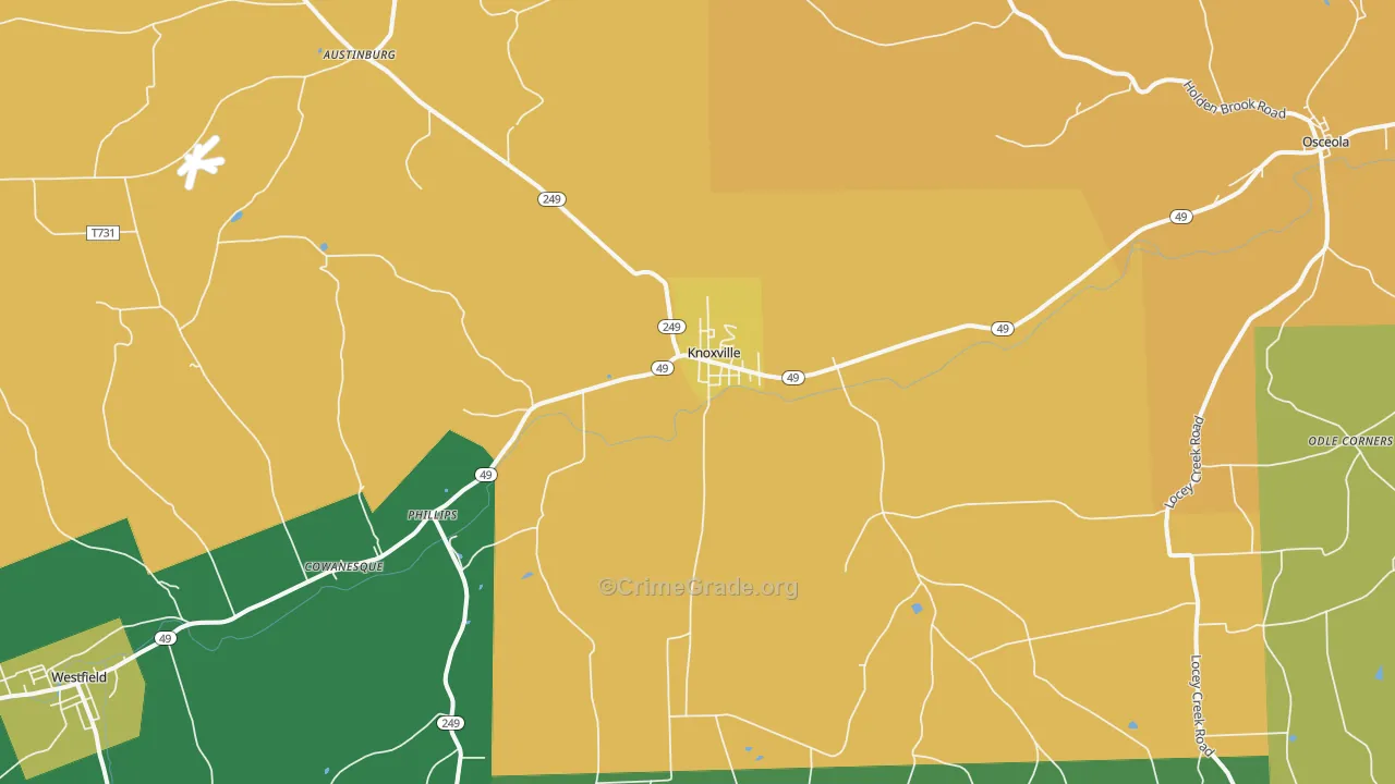 Knoxville, PA Map of Vandalism Rates