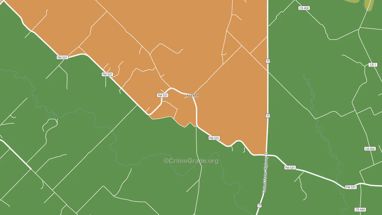 Koerth, TX Map of Vandalism Rates