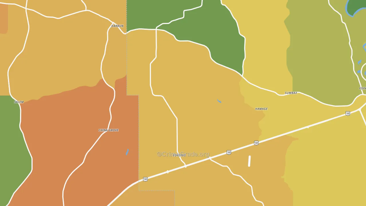 Kokomo, MS Map of Vandalism Rates
