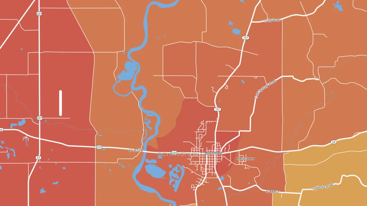 Koleen, IN Map of Vandalism Rates