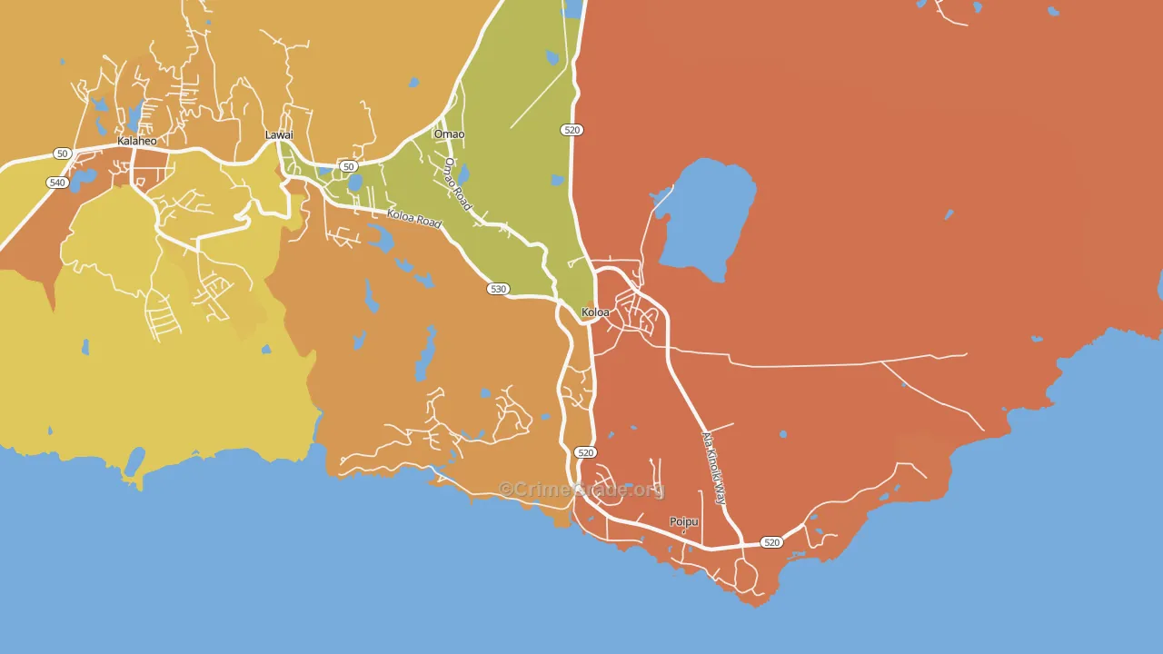 Koloa, HI Map of Vandalism Rates