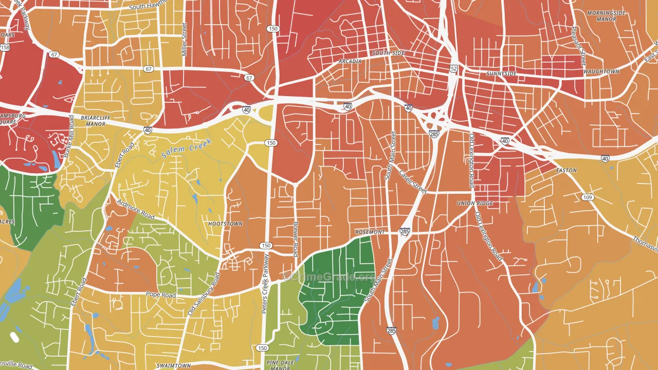 Konnoak, Winston-Salem, NC Map of Vandalism Rates