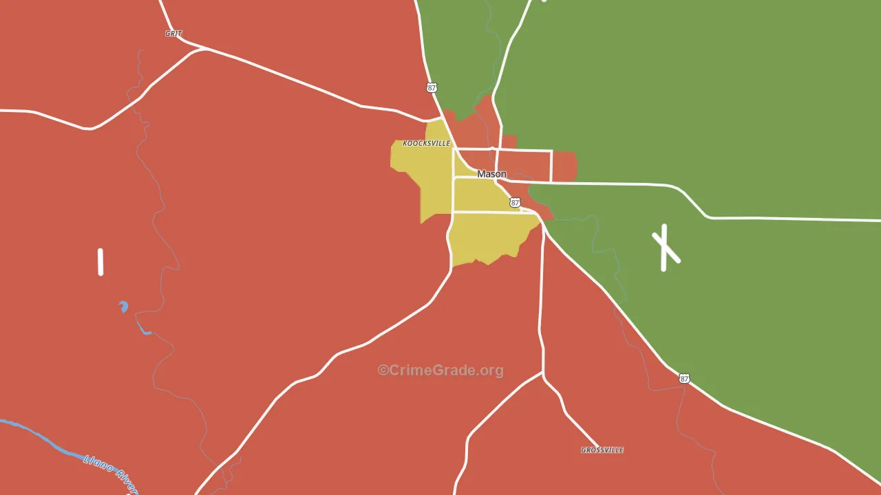 Koockville, TX Map of Vandalism Rates