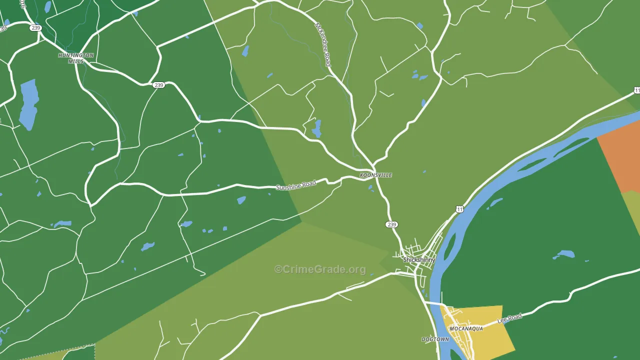 Koonsville, PA Map of Vandalism Rates