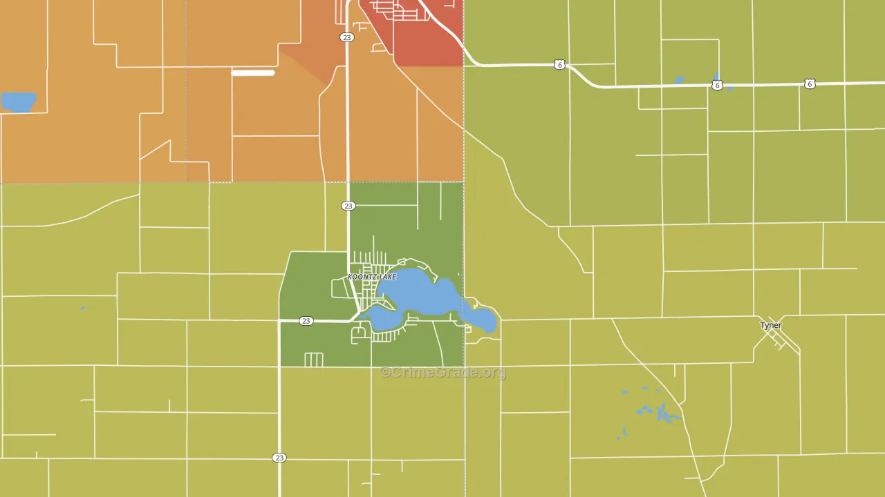Koontz Lake, IN Map of Vandalism Rates
