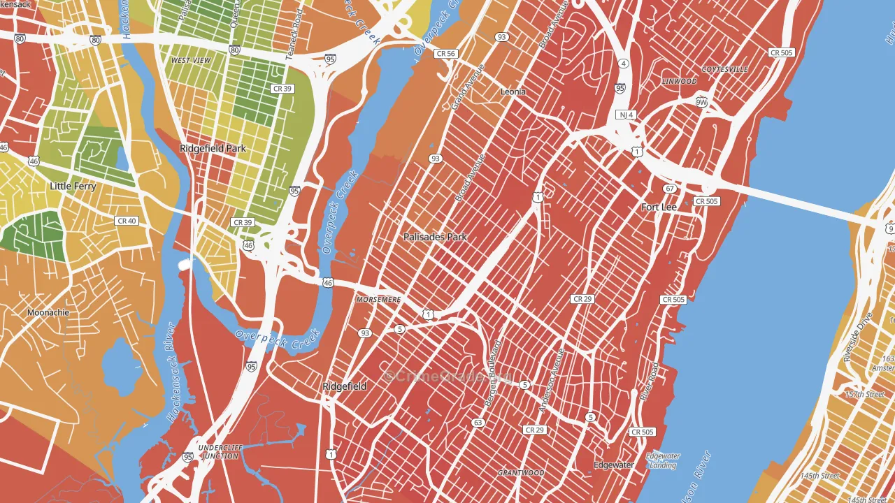 Koreatown, Palisades Park, NJ Map of Vandalism Rates