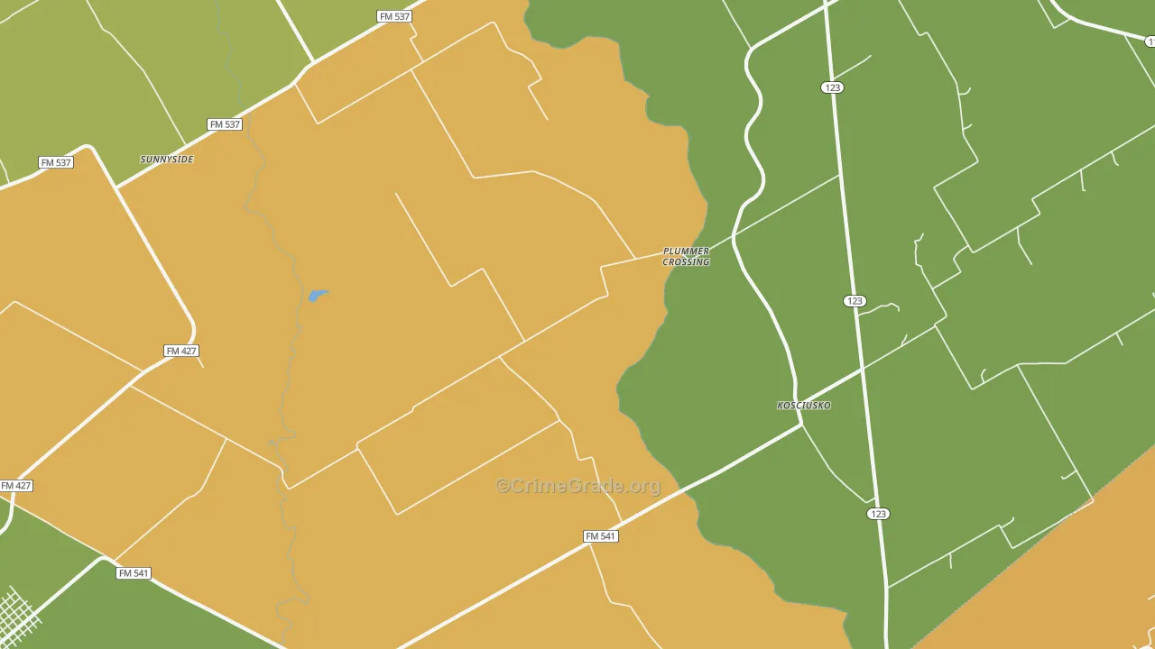 Kosciusko, TX Map of Vandalism Rates