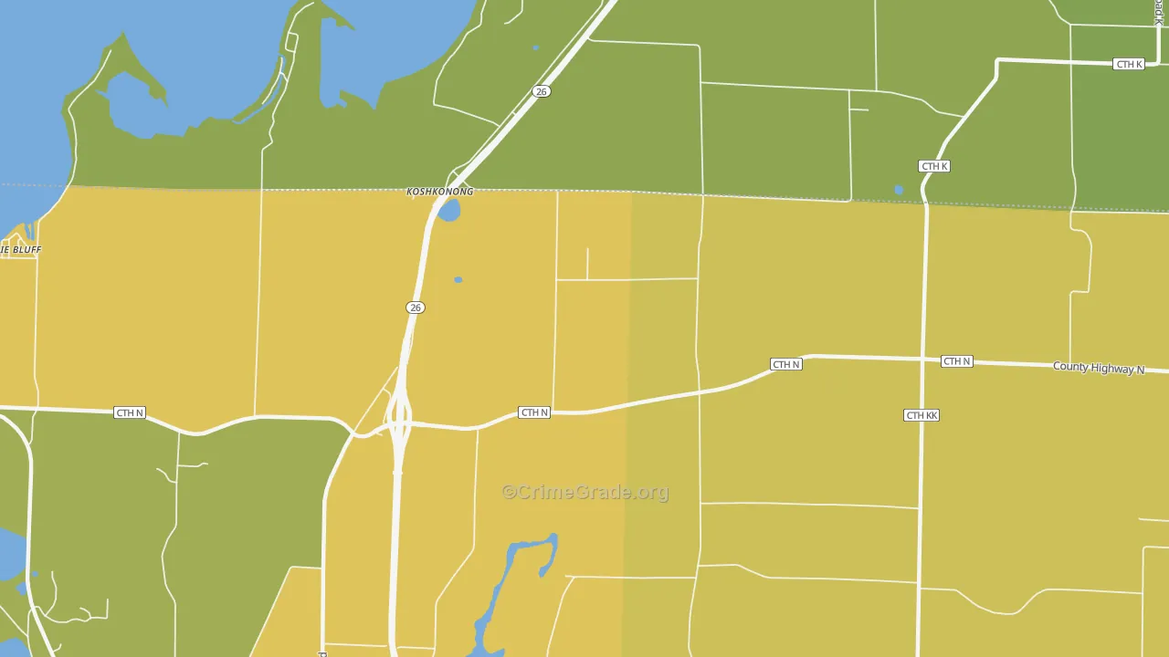 Koshkonong, WI Map of Vandalism Rates
