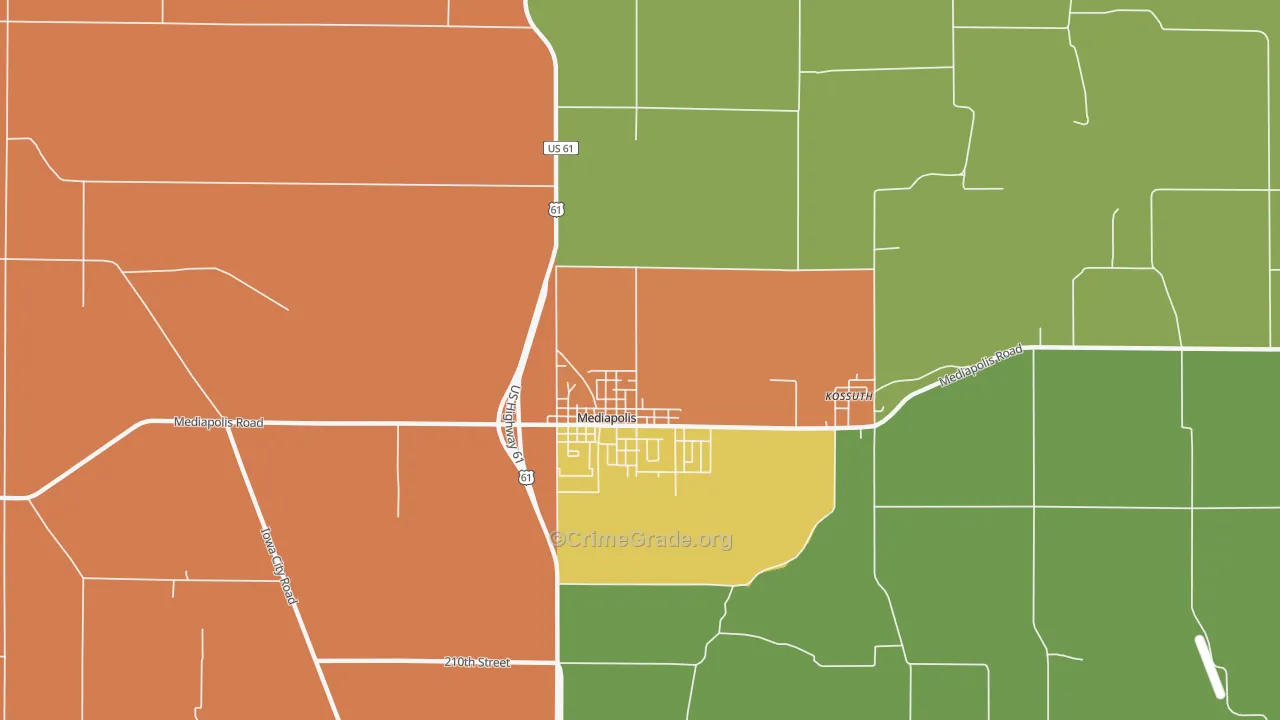 Kossuth, IA Map of Vandalism Rates
