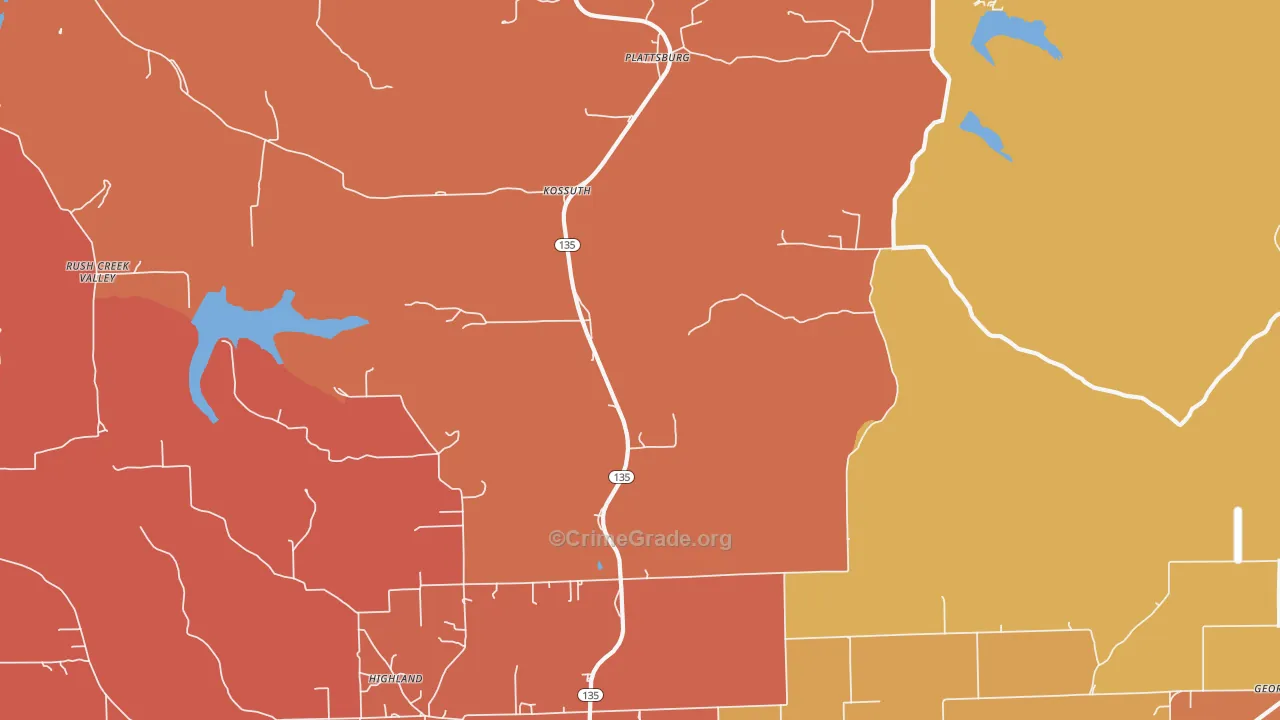 Kossuth, IN Map of Vandalism Rates