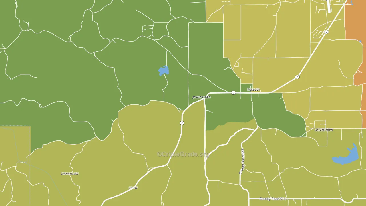 Kossuth, MS Map of Vandalism Rates