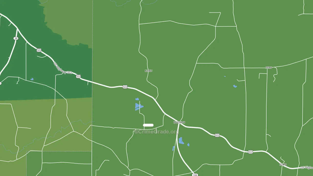 Kossuth, PA Map of Vandalism Rates