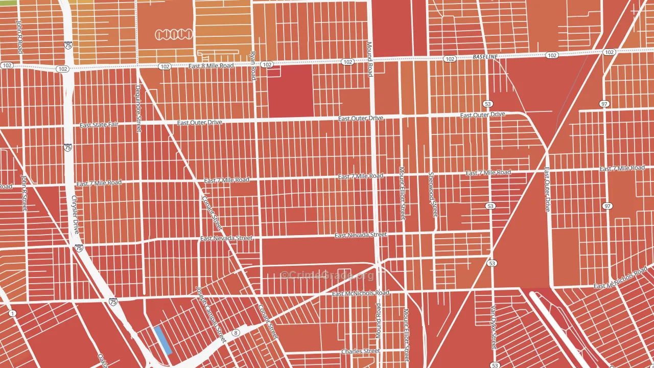 Kranz Woods, Detroit, MI Map of Vandalism Rates