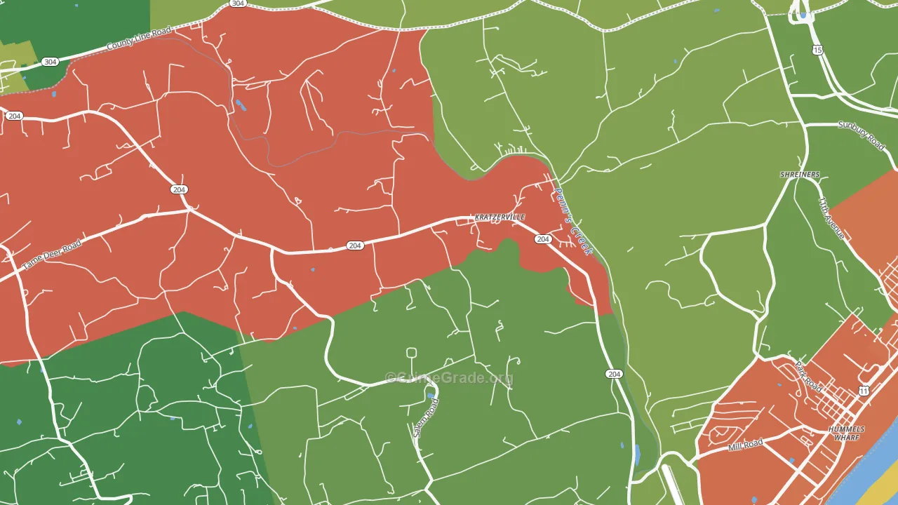 Kratzerville, PA Map of Vandalism Rates