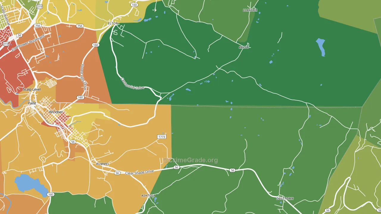 Krayn, PA Map of Vandalism Rates