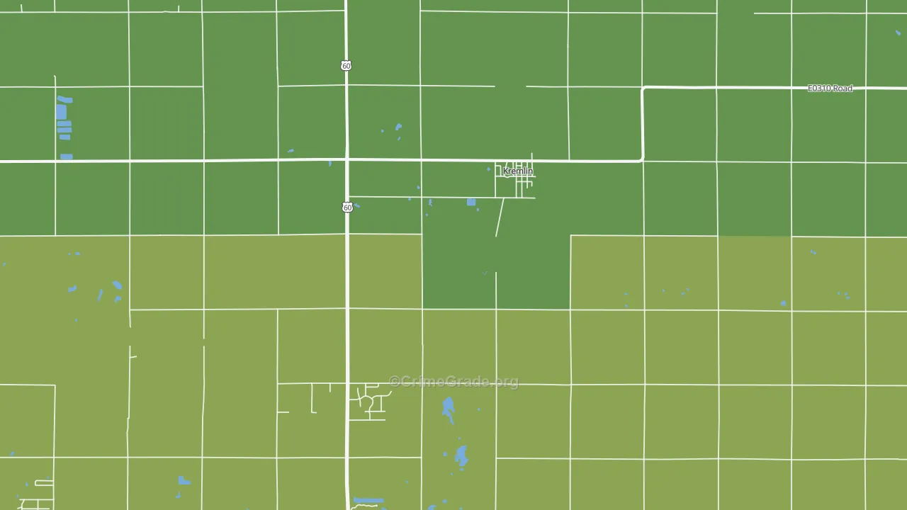 Kremlin, OK Map of Vandalism Rates