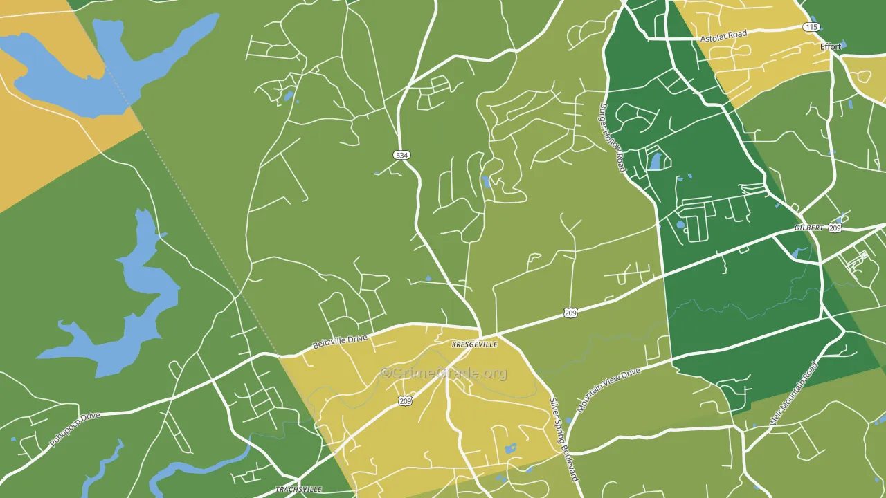 Kresgeville, PA Map of Vandalism Rates