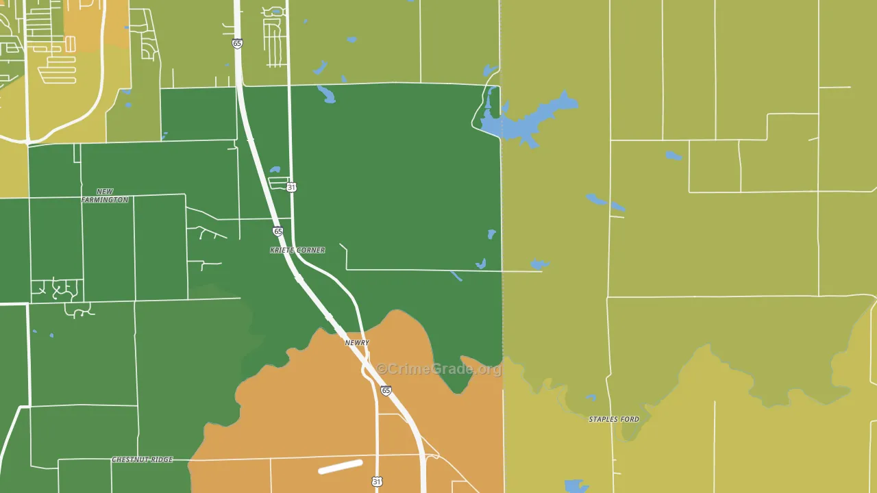 Kriete Corners, IN Map of Vandalism Rates