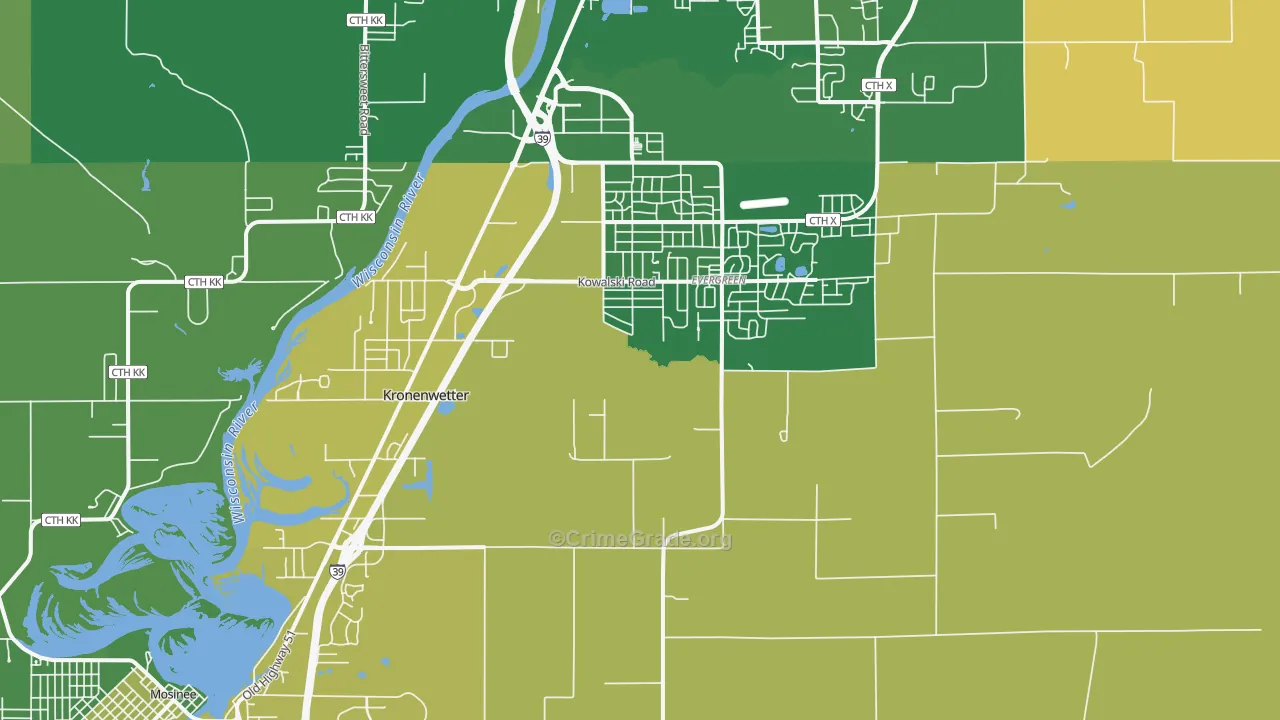 Kronenwetter, WI Map of Vandalism Rates