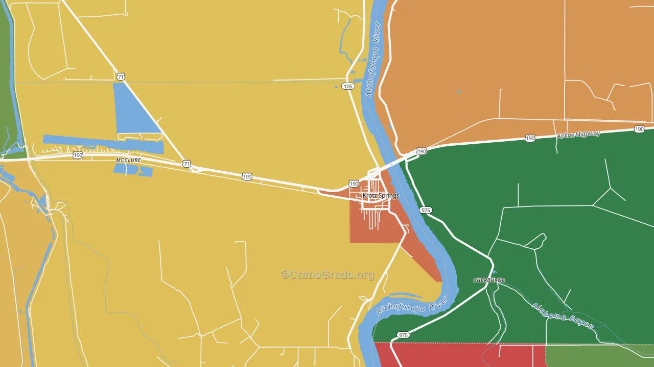 Krotz Springs, LA Map of Vandalism Rates