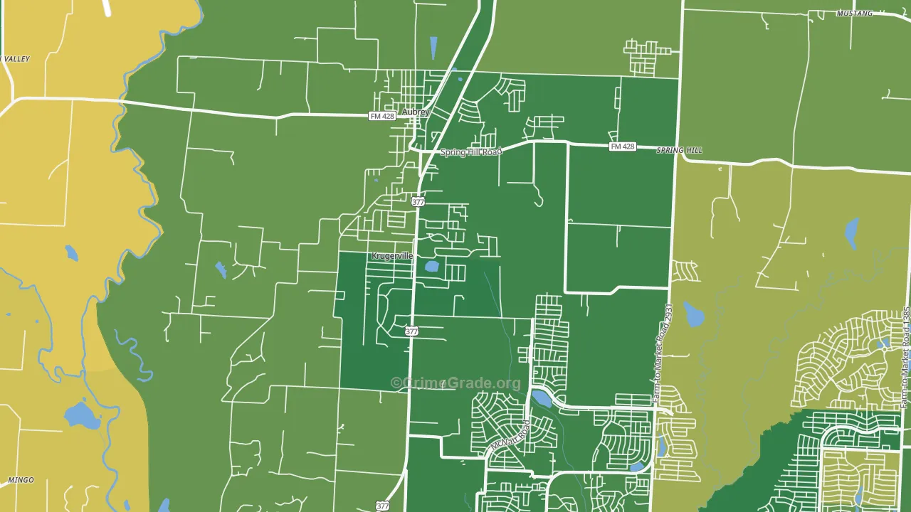 Krugerville, TX Map of Vandalism Rates