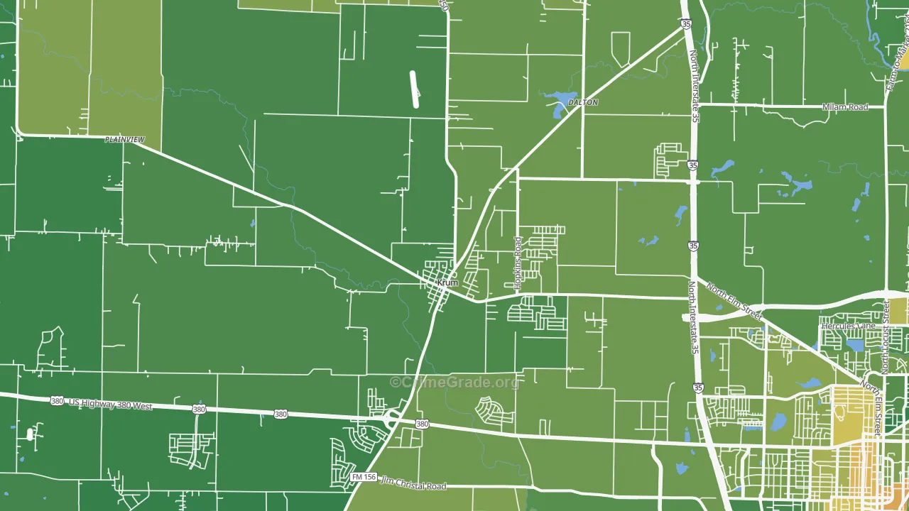 Krum, TX Map of Vandalism Rates