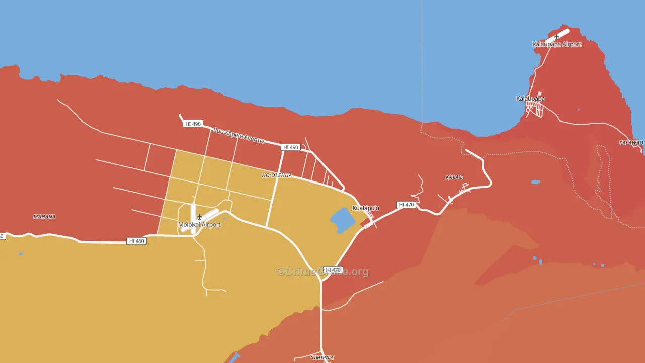 Kualapuu, HI Map of Vandalism Rates