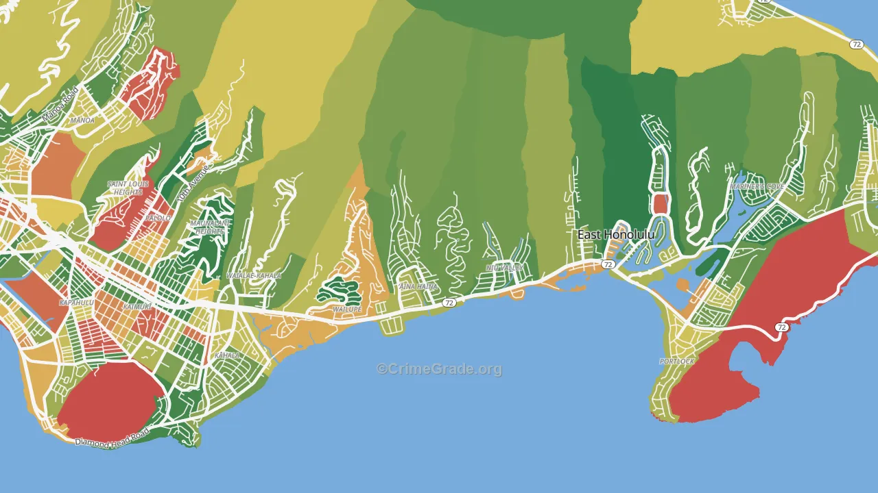 Kuliouou-Kalani Iki, East Honolulu, HI Map of Vandalism Rates