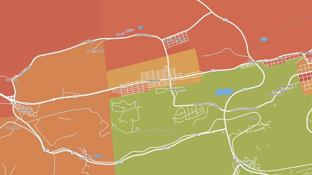 Kulpmont, PA Map of Vandalism Rates