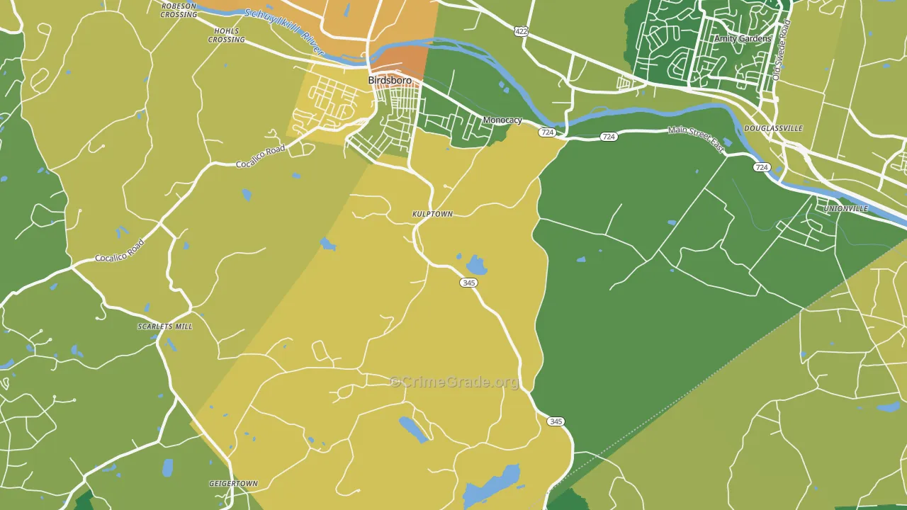 Kulptown, PA Map of Vandalism Rates