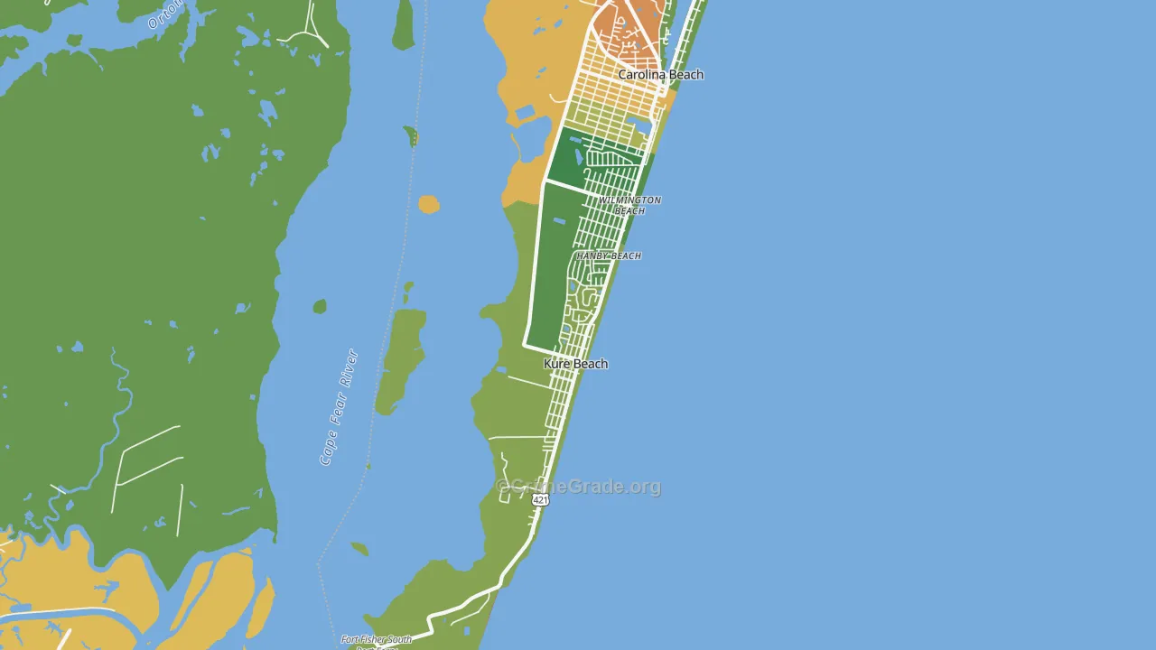 Kure Beach, NC Map of Vandalism Rates