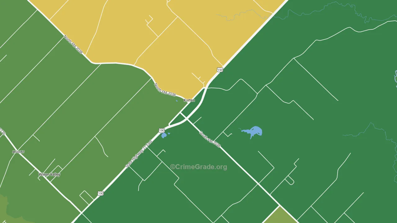 Kurten, TX Map of Vandalism Rates