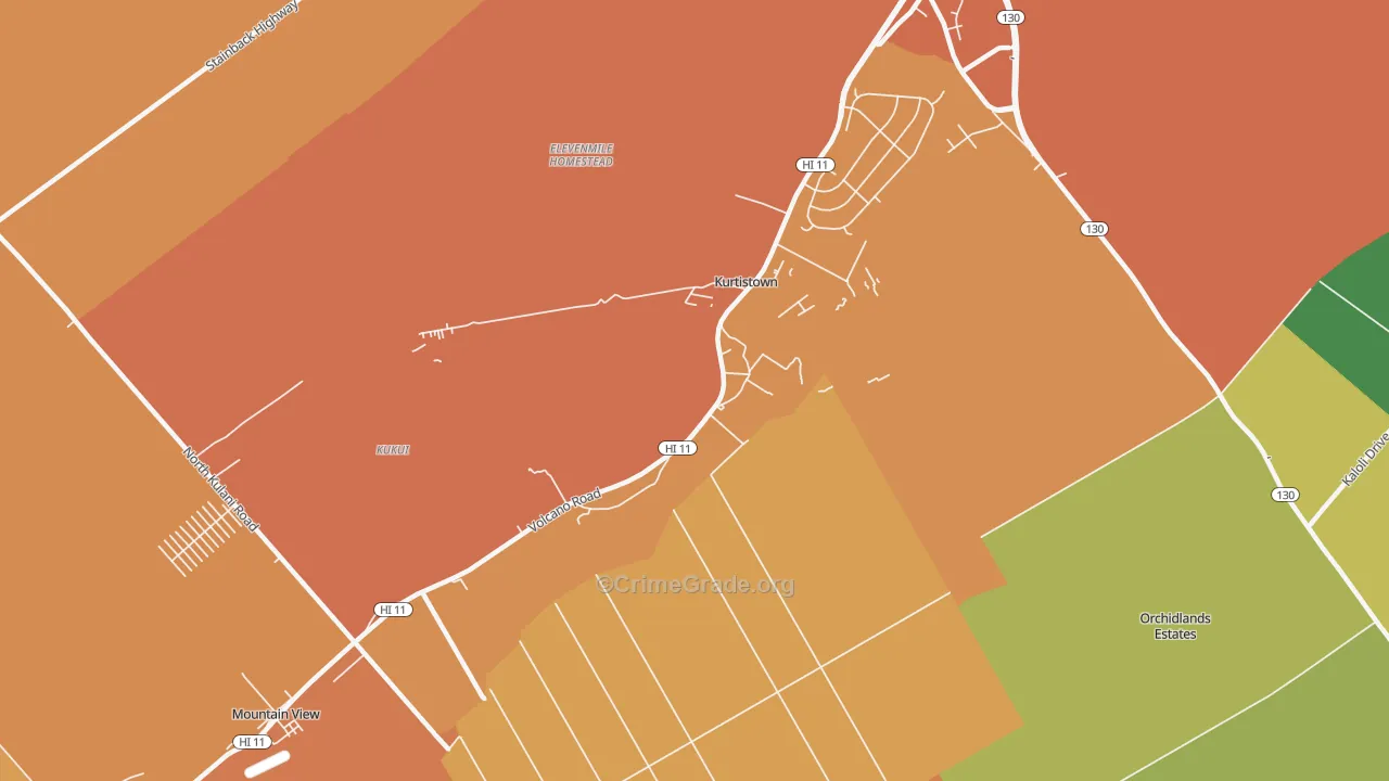 Kurtistown, HI Map of Vandalism Rates