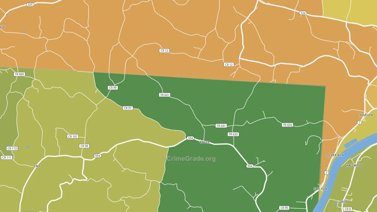 Kyger, OH Map of Vandalism Rates