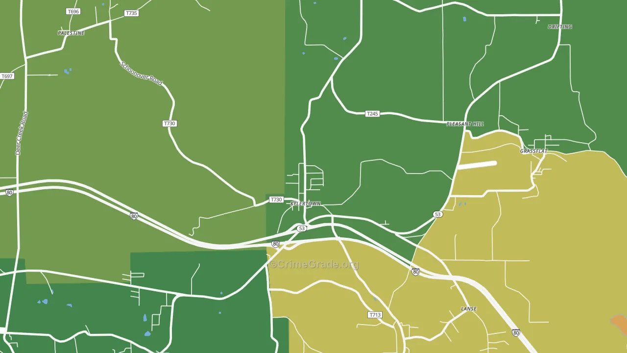 Kylertown, PA Map of Vandalism Rates