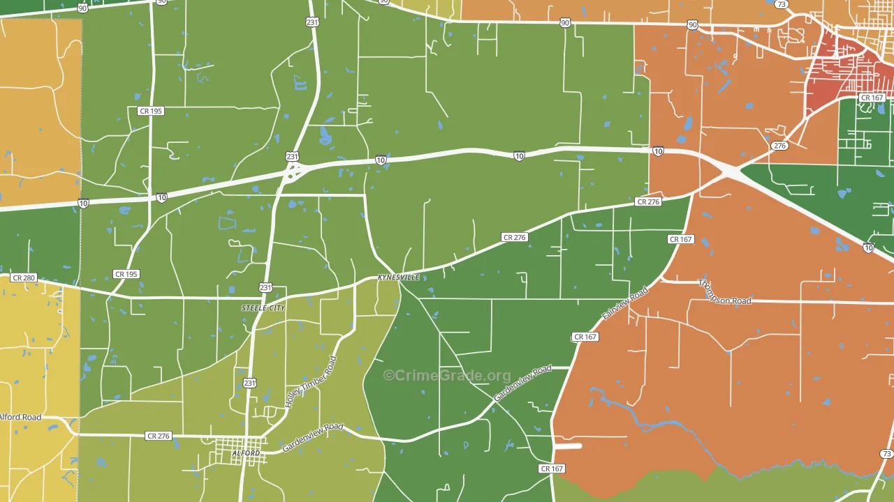 Kynesville, FL Map of Vandalism Rates