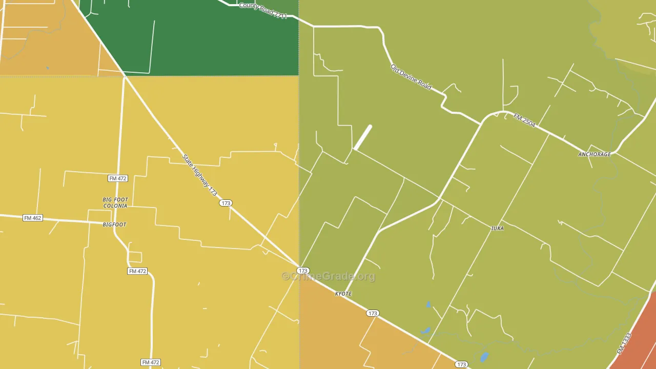 Kyote, TX Map of Vandalism Rates