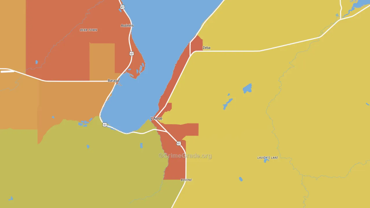 L'Anse, MI Map of Vandalism Rates