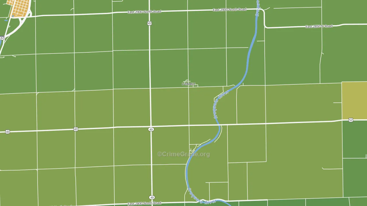 L'Erable, IL Map of Vandalism Rates