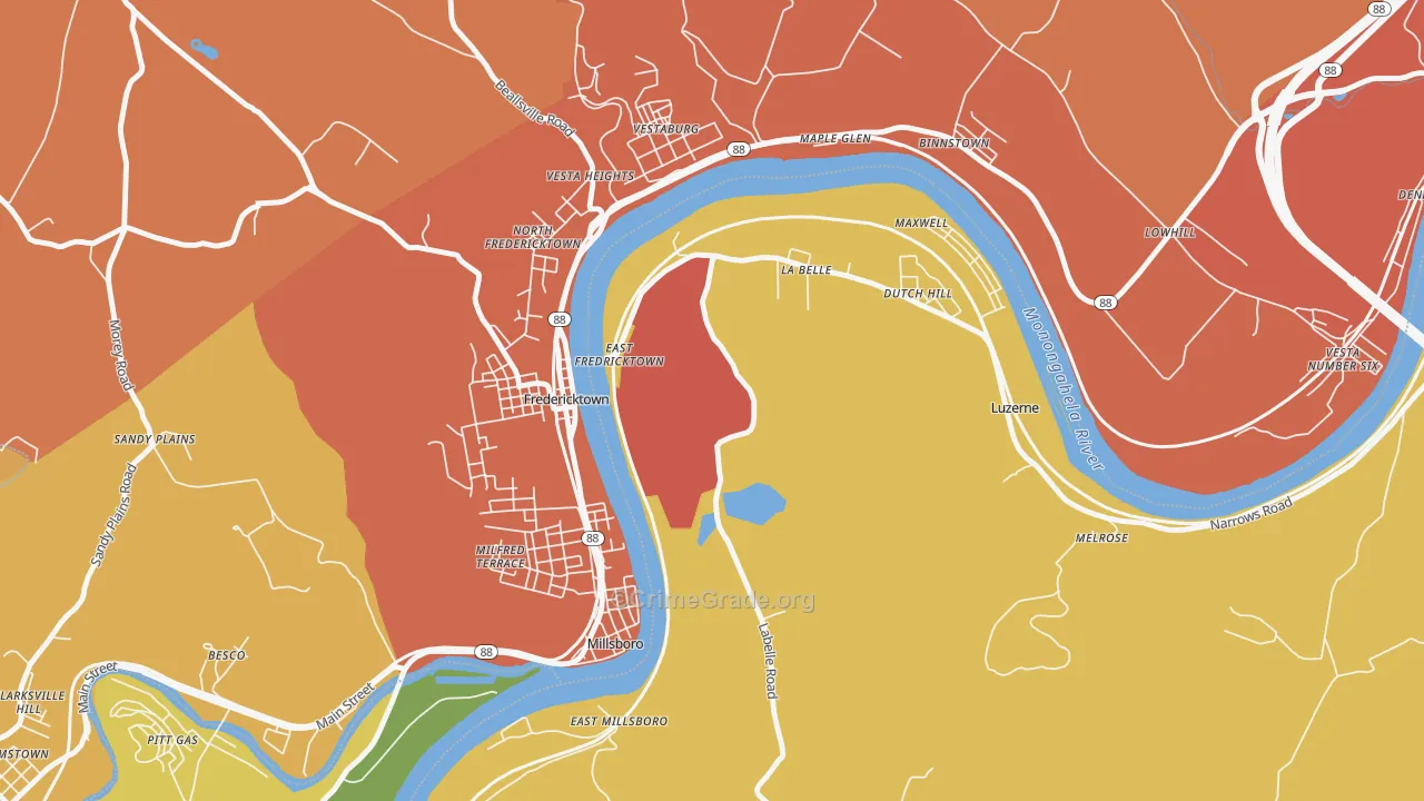 La Belle, PA Map of Vandalism Rates