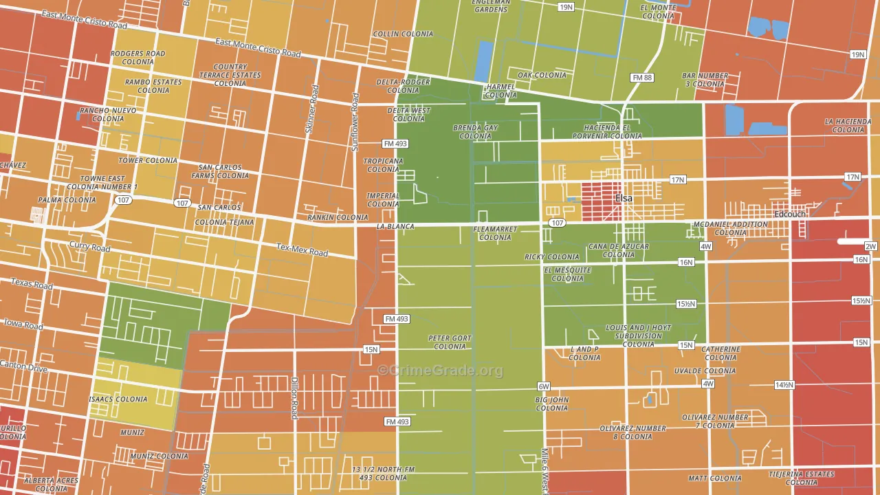 La Blanca, TX Map of Vandalism Rates