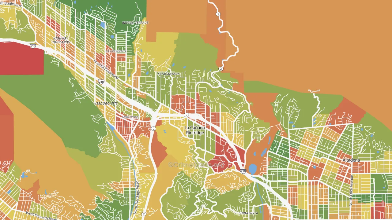 La Canada Flintridge, CA Map of Vandalism Rates